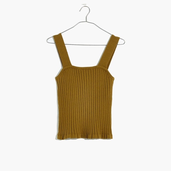 Madewell Women’s Tilney Ribbed Sweater Tank Size XS in Spiced Olive Square Neck - Picture 2 of 7